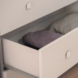 Cómoda con 3 Cajones, para Dormitorio, Acabado en Color Cemento Blanco, Medidas: 80 cm (Ancho) x 70 cm (Alto) x 48 cm (Fondo)