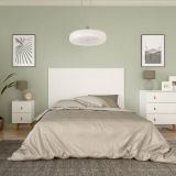 Cabezal para Cama de Matrimonio con patas, Color Blanco, Medidas: 160 cm (Ancho) x 130 cm (Alto) x 2,5 cm (Fondo)
