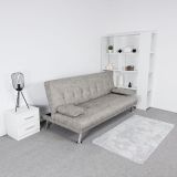 Sofá Cama 3 Plazas de Diseño Moderno con Cojines Decorativos, Estructura de Madera, Color Gris Cemento, 188x88x88 cm