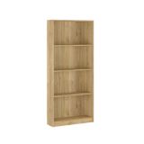Meyvaser Librería estantería con cuatro baldas en madera color Mauvella para salón 180x80x24,5 cm