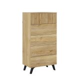 Sinfonier con 5 Cajones y con Patas, Comoda Cajonera Dormitorio, Color Mauvella-rayas, 60cm (Anc) x 118,5cm (Al) x 37,8cm (Fon)
