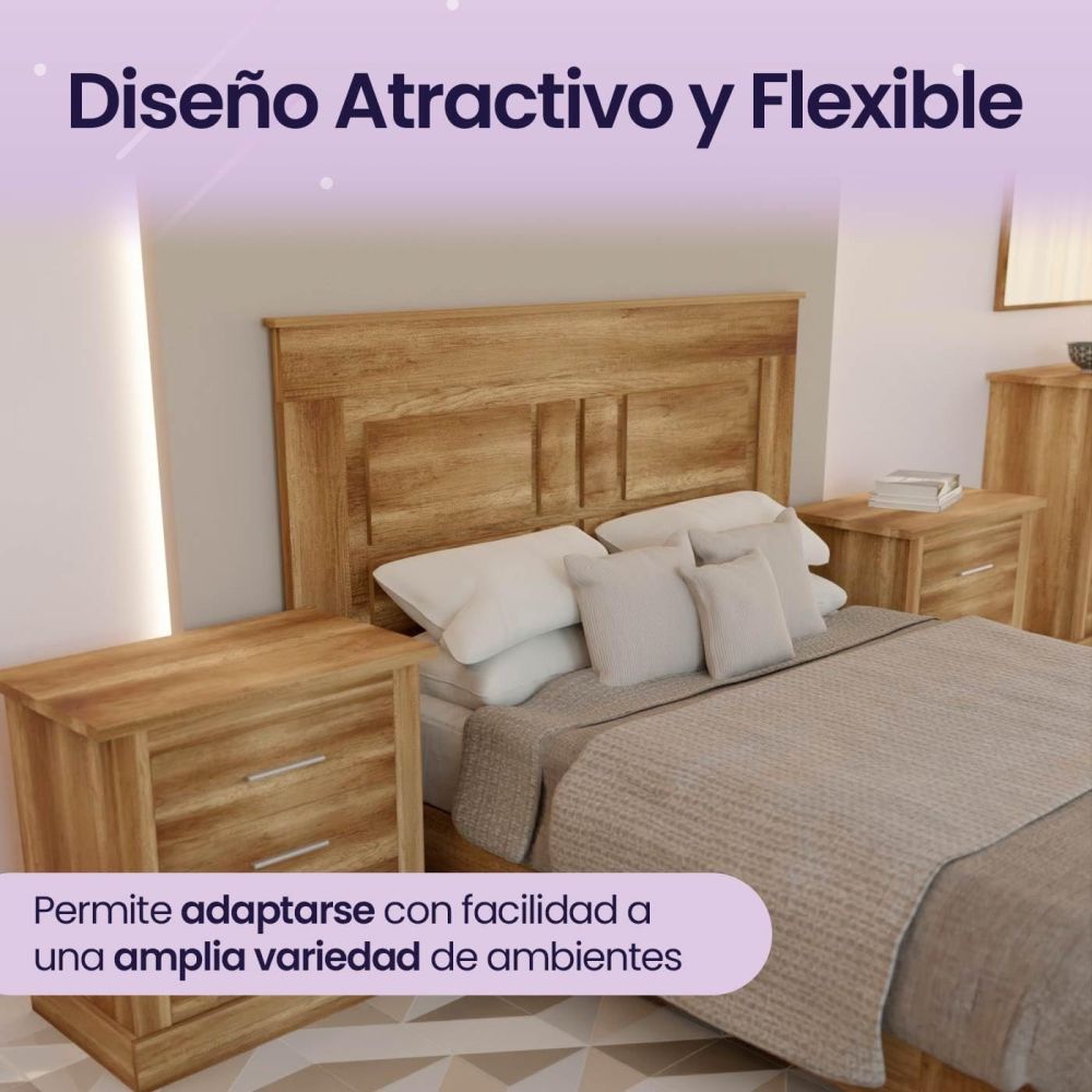 Pack de Dormitorio con Cabecero de 160 x 120 cm + 2 Mesitas de Noche + Sinfonier | Color Cañón (para Cama de 135-140 o 160)